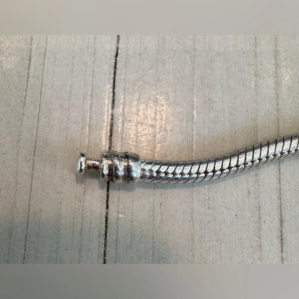 Biagi/Pandora 925 Sterling Silver Snake Bracelet with Vintage Charms - Picture 4 of 15